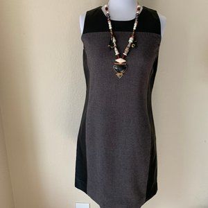 Olive & Oak Contrast Faux Leather Shift Dress NWOT